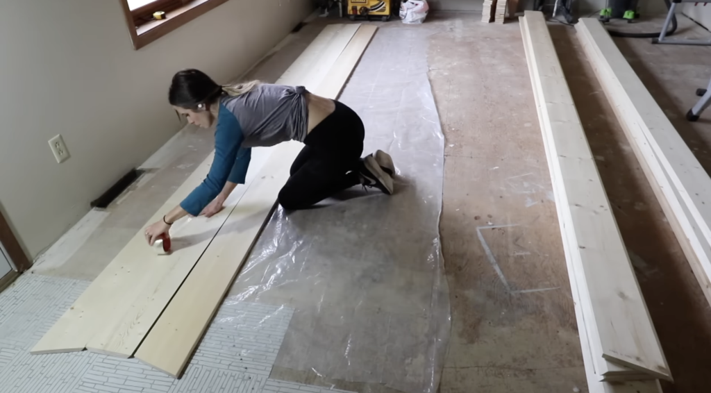 taping the length of the board 